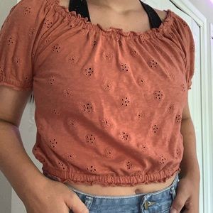 american eagle off the shoulder cropped blouse
